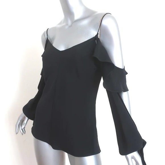 Juan Carlos Obando Amalfi Cutout Blouse Black Draped Silk Size 2 - Picture 3 of 7